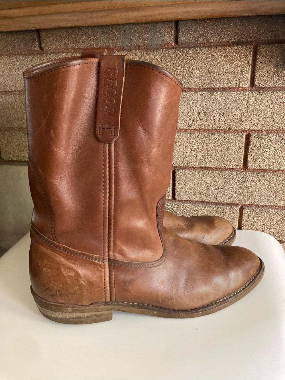 Vintage Red Wing Pecos Brown Leather Roper Work Boots Men's Size 11